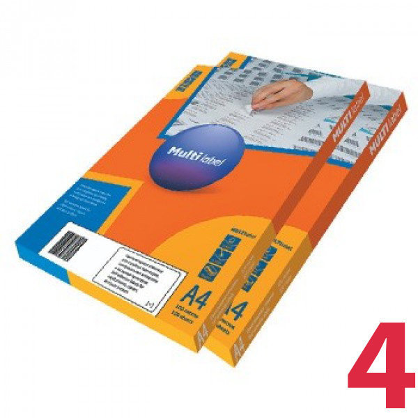 Этикетки самоклеящиеся белые Multilabel 99.1x139, 4 этикетки на листе А4, 100 листов/уп