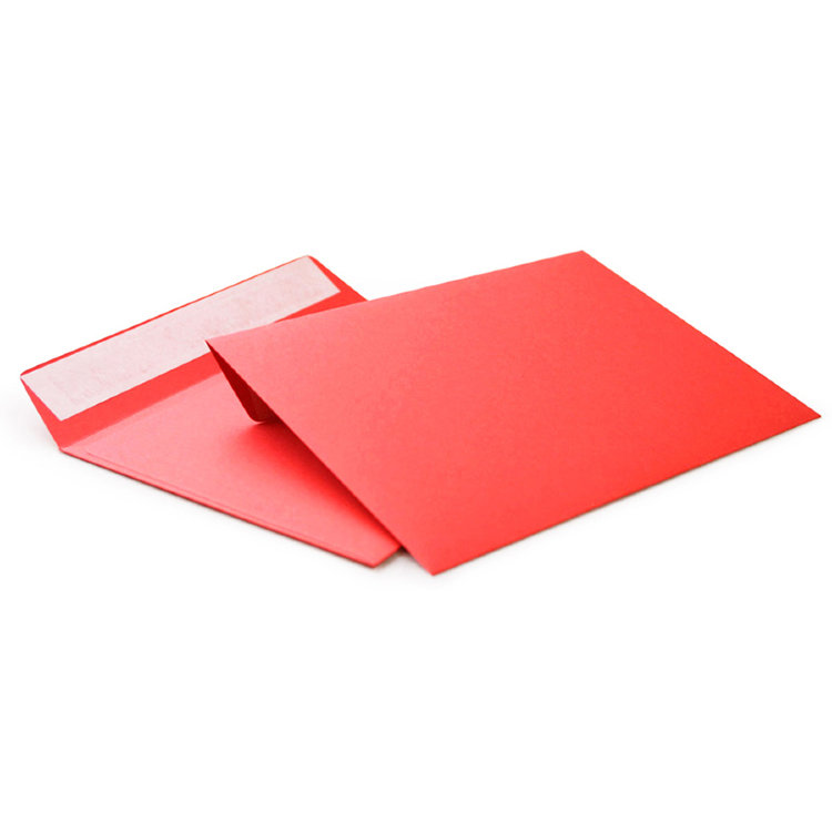Конверты квадратные красные C5 160x160, 120г/м2, лента, 100 штук