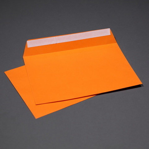 Конверты оранжевые C5 162x229, 120г/м2, лента, 100 штук