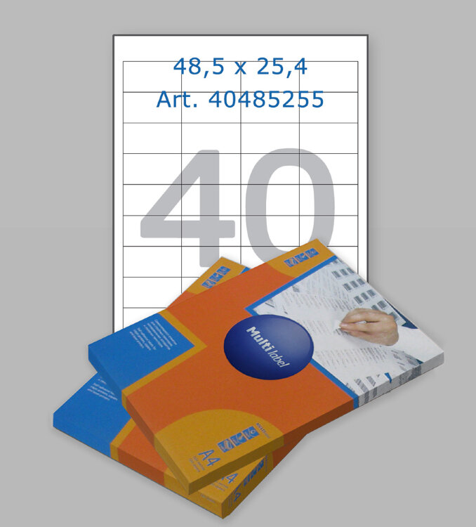 Этикетки самоклеящиеся белые Multilabel 48.5x25.4, 40 этикеток на листе А4, 100 листов/уп