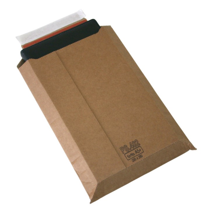 Пакет картонный крафт UltraPack A5+, 200x280, расширение 1,0-1,8мм, лента, 10шт/уп